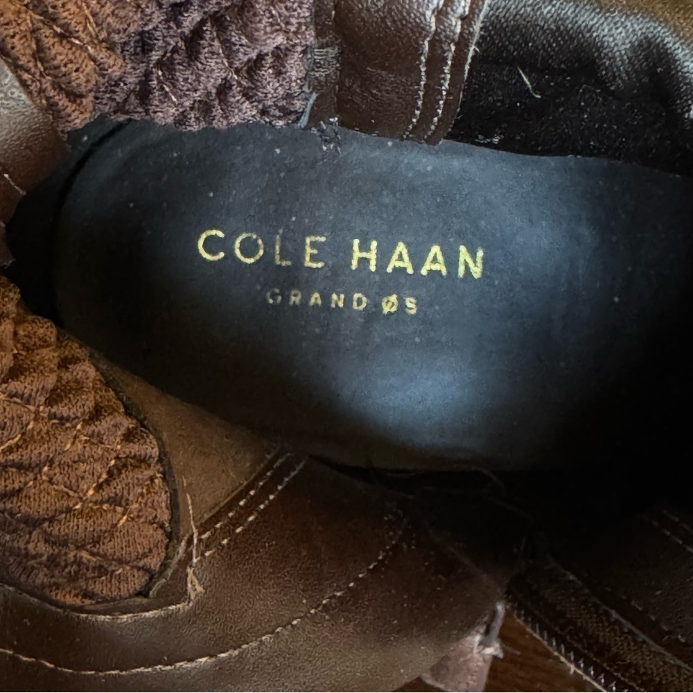Cole Haan Isabell Stretch Riding Boot Chestnut Brown Leather Low Block Heel | 6 - Picture 11 of 11